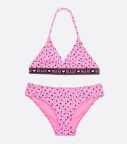 New Look Girls Pink Heart Triangle Bikini Set